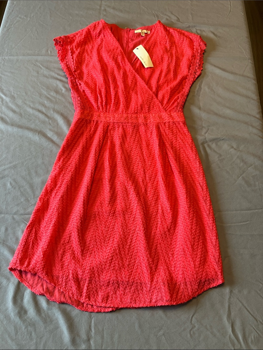 NWT - Under Skies Red Textured Wrap-Style Mini Dress size S